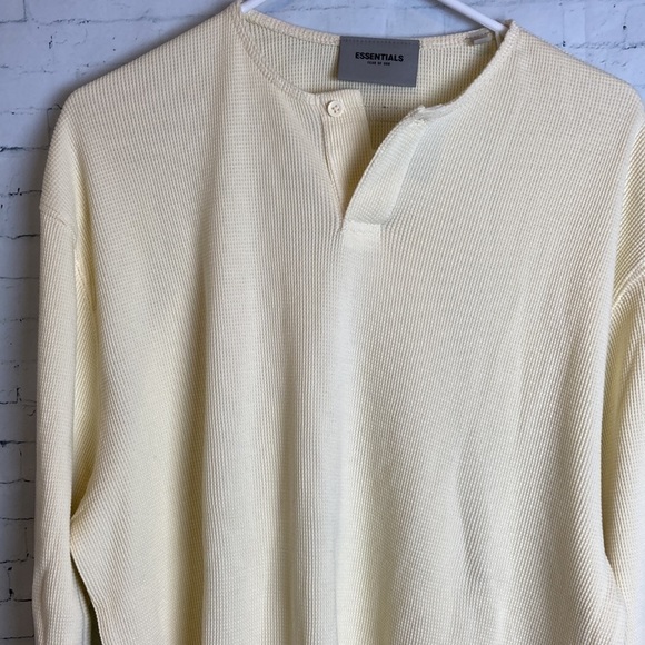 FEAR OF GOD ESSENTIALS Thermal Waffle-Knit Cotton Henley T-Shirt M Winter Cozy - Picture 5 of 15
